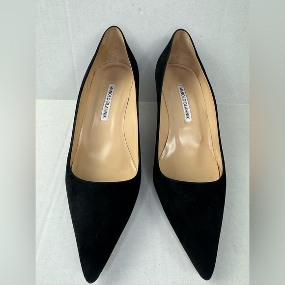 Manolo Blahnik Stiletto Heels Classic Black Suede Size 39. - Picture 1 of 8